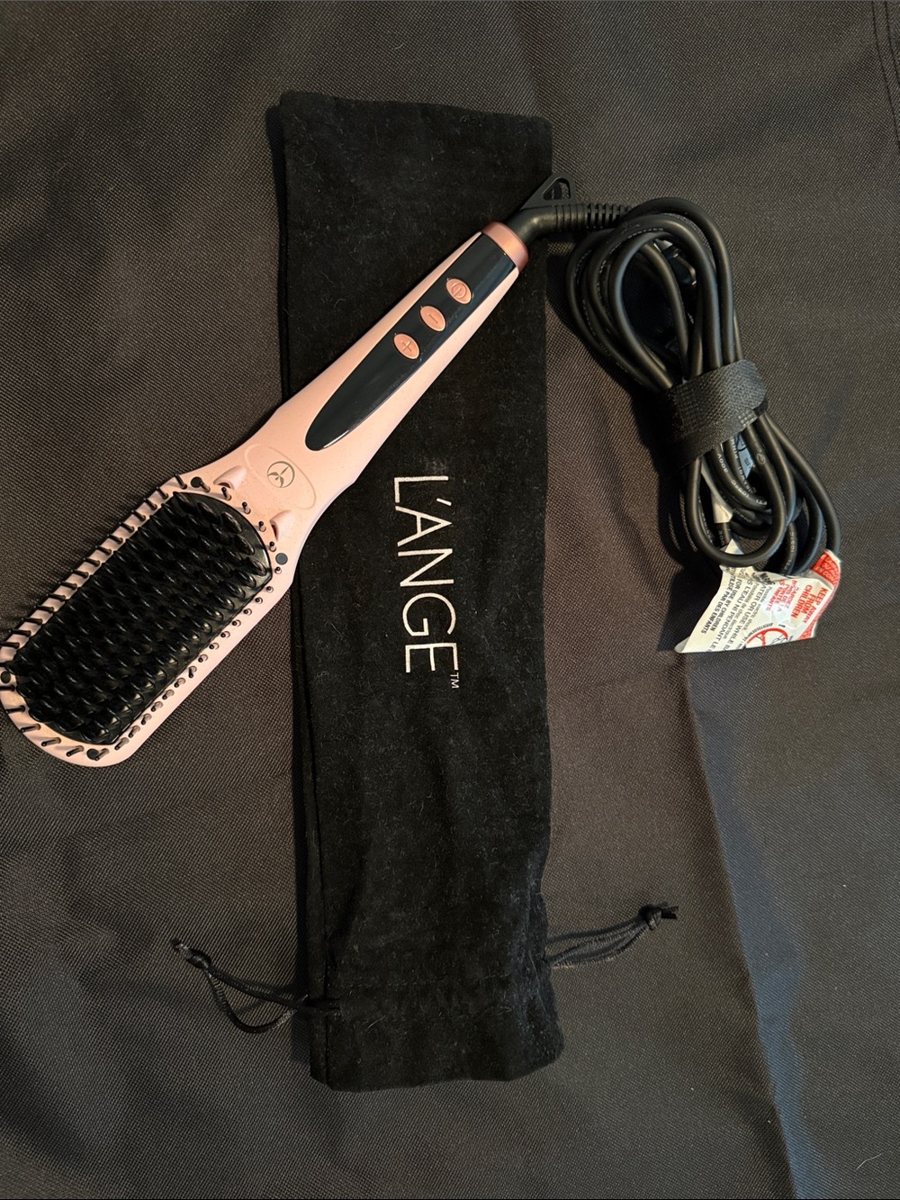Lange Pink and Black Heated Straightening Brush